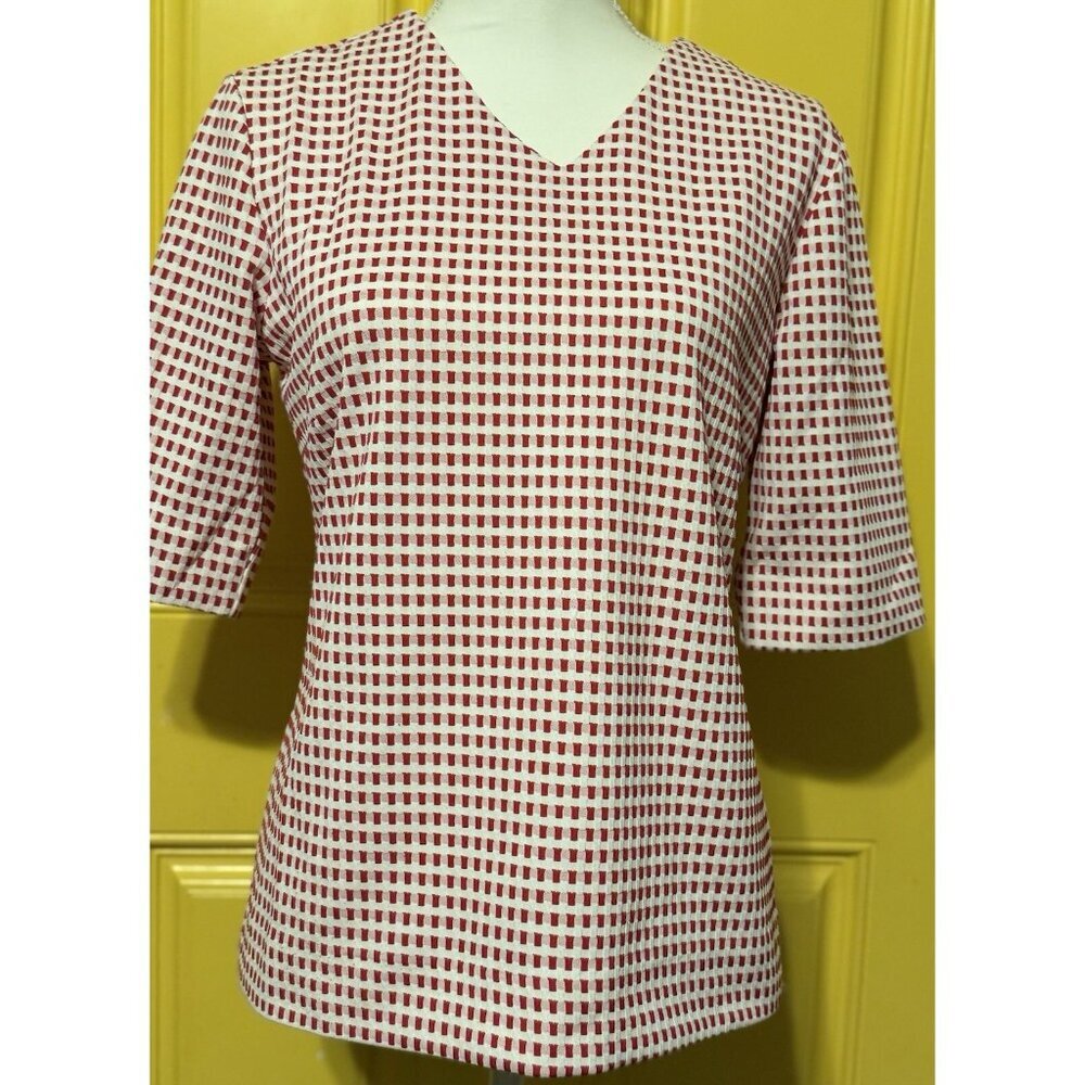 Sweet Salt Women’s Shirt Blouse‎ Chest Pleats Short Sleeve Sz Medium Zip Closure